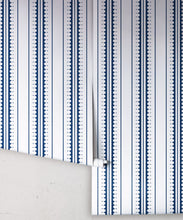 Load image into Gallery viewer, Coquille Wallpaper • Stripe and Scallop Wallpaper • Royal Blue • Rolls