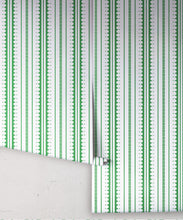 Load image into Gallery viewer, La Grand Coquille • Stripe and Scallop Wallpaper • Forest Green • Rolls