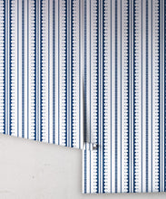 Load image into Gallery viewer, La Grand Coquille • Stripe and Scallop Wallpaper • Royal Blue • Rolls