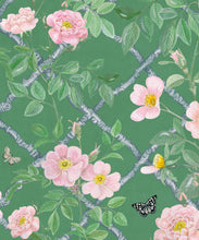 Load image into Gallery viewer, Treilage Wallpaper • Floral Wallpaper • Forest Green • Swatch