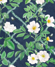 Load image into Gallery viewer, Treilage Wallpaper • Floral Wallpaper • Royal Blue • Swatch