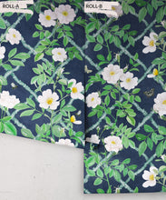 Load image into Gallery viewer, Treilage Wallpaper • Floral Wallpaper • Royal Blue • Rolls