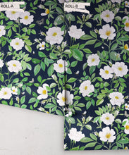Load image into Gallery viewer, Rosa Wallpaper • Floral Wallpaper •Navy • Rolls