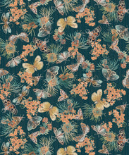 Load image into Gallery viewer, Moth Wallpaper • Eloise Short • Vintage Floral Wallpaper • Granny Chic Wallpaper • Grandmillennial Style Wallpaper • Deep Ocean • Swatch