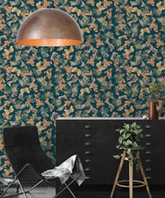 Load image into Gallery viewer, Moth Wallpaper • Eloise Short • Vintage Floral Wallpaper • Granny Chic Wallpaper • Grandmillennial Style Wallpaper • Deep Ocean • Insitu