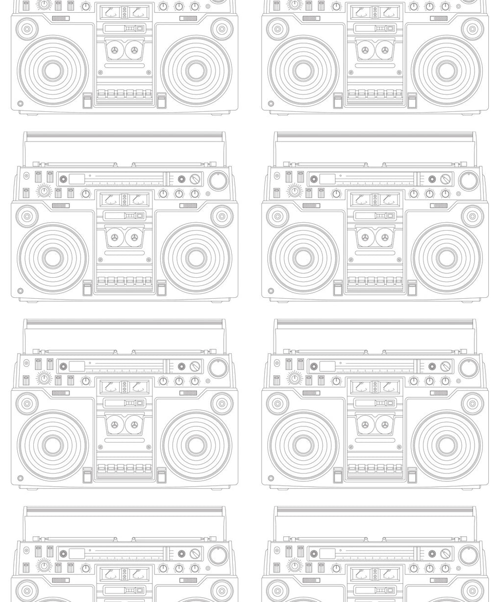 Boom Box White Wallpaper