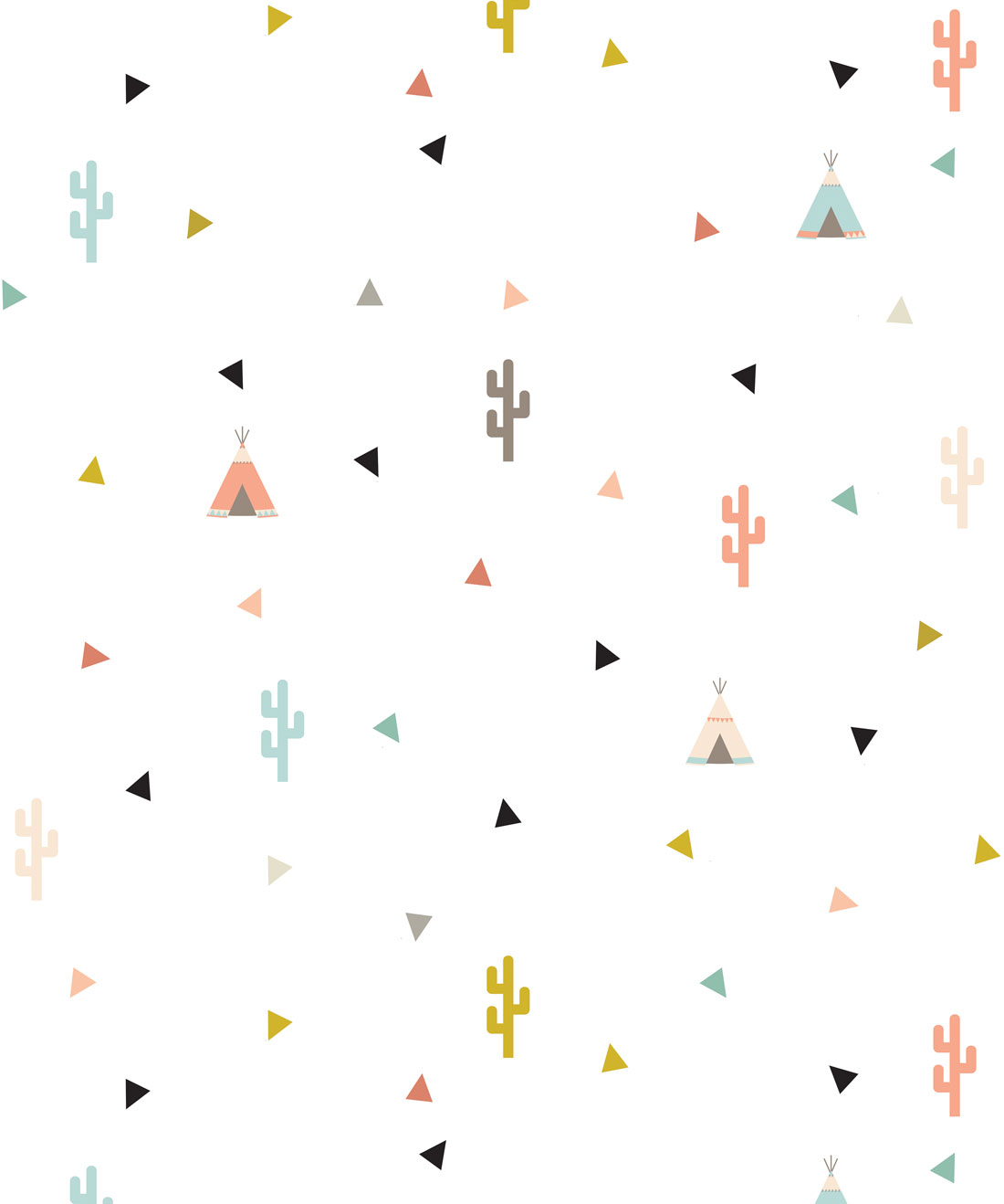 Teepee and Cactus Wallpaper Minimalist Dessert