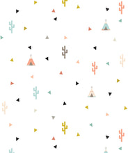 Load image into Gallery viewer, Teepee and Cactus Wallpaper Minimalist Dessert