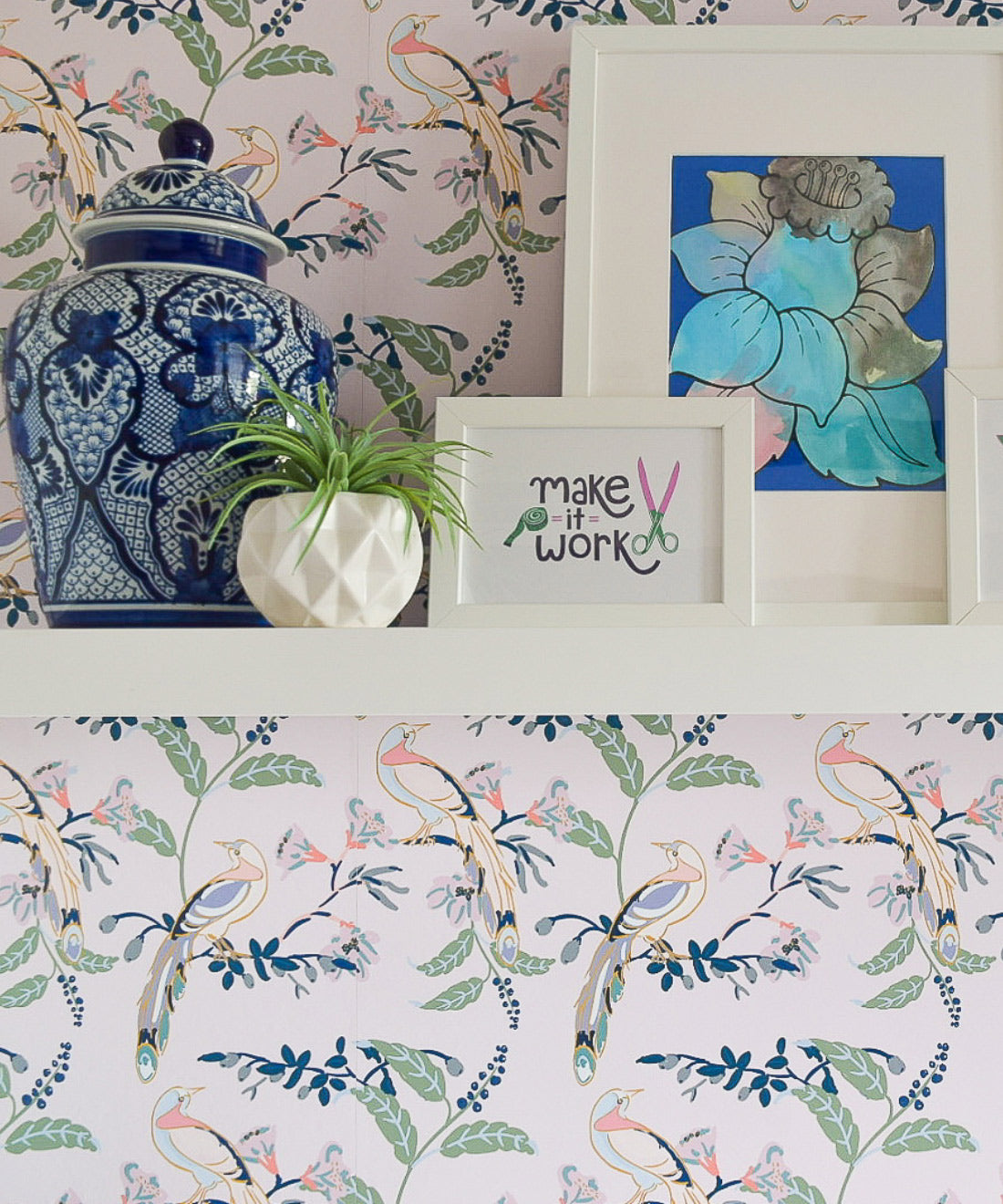 Birds of Paradise • Home Office Wallpaper • Pink Lady
