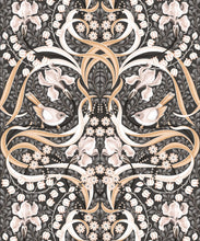 Load image into Gallery viewer, Bellbirds &amp; Iris Wallpaper • Black Marble • Swatch