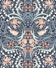 Load image into Gallery viewer, Bellbirds &amp; Iris Wallpaper • Black Hydrangea • Swatch