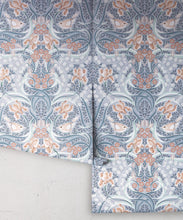 Load image into Gallery viewer, Bellbirds &amp; Iris Wallpaper • Dusty Blue • Rolls