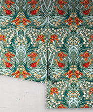 Load image into Gallery viewer, Bellbirds &amp; Iris Wallpaper • Emerald • Rolls