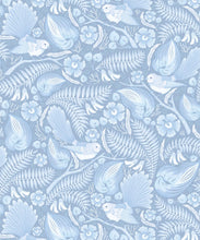 Load image into Gallery viewer, Faintails Wallpaper • New Zealand • Bird Wallpaper • Kowhai Tree • Kowhai Flowers • Light Blue Wallpaper • Ice Colorway