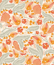 Load image into Gallery viewer, Faintails Wallpaper • New Zealand • Bird Wallpaper • Kowhai Tree • Kowhai Flowers • Orange Wallpaper • Light Colorway