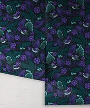 Load image into Gallery viewer, Faintails Wallpaper • New Zealand • Bird Wallpaper • Kowhai Tree • Kowhai Flowers • Dark Purple Blue Wallpaper • Midnight Colorway • Wallpaper Rolls