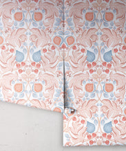 Load image into Gallery viewer, Figs &amp; Strawberries Wallpaper • Botanical Fruit Wallpaper • Light • Roll