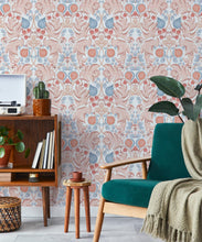 Load image into Gallery viewer, Figs &amp; Strawberries Wallpaper • Botanical Fruit Wallpaper • Light • Insitu