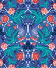 Load image into Gallery viewer, Figs &amp; Strawberries Wallpaper • Botanical Fruit Wallpaper • Medium Blue • Swatch