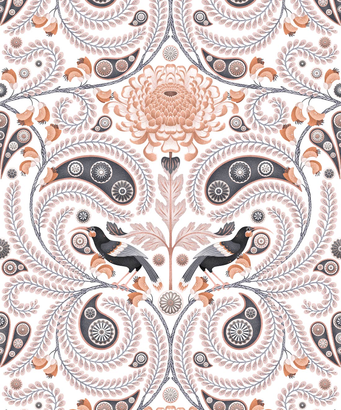 Huai & Chrysanthemums Wallpaper • Ivory • Swatch