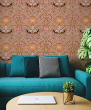 Load image into Gallery viewer, Huai &amp; Chrysanthemums Wallpaper • Terracotta • Insitu