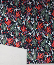 Load image into Gallery viewer, Hummingbird Wallpaper • Birds Of Paradise Flower • Bird Wallpaper • Red Flowers • Black Cherry • Wallpaper Drops