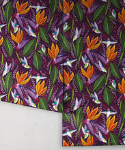 Load image into Gallery viewer, Hummingbird Wallpaper • Birds Of Paradise Flower • Bird Wallpaper • Purple Wallpaper Drops