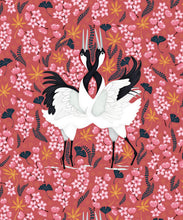 Load image into Gallery viewer, Japanese Cranes Wallpaper • Bird Wallpaper • Red Wallpaper