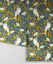 Load image into Gallery viewer, Kereru Wallpaper • Wood Pigeon• Bird Wallpaper • Mustard Green Wallpaper Rolls
