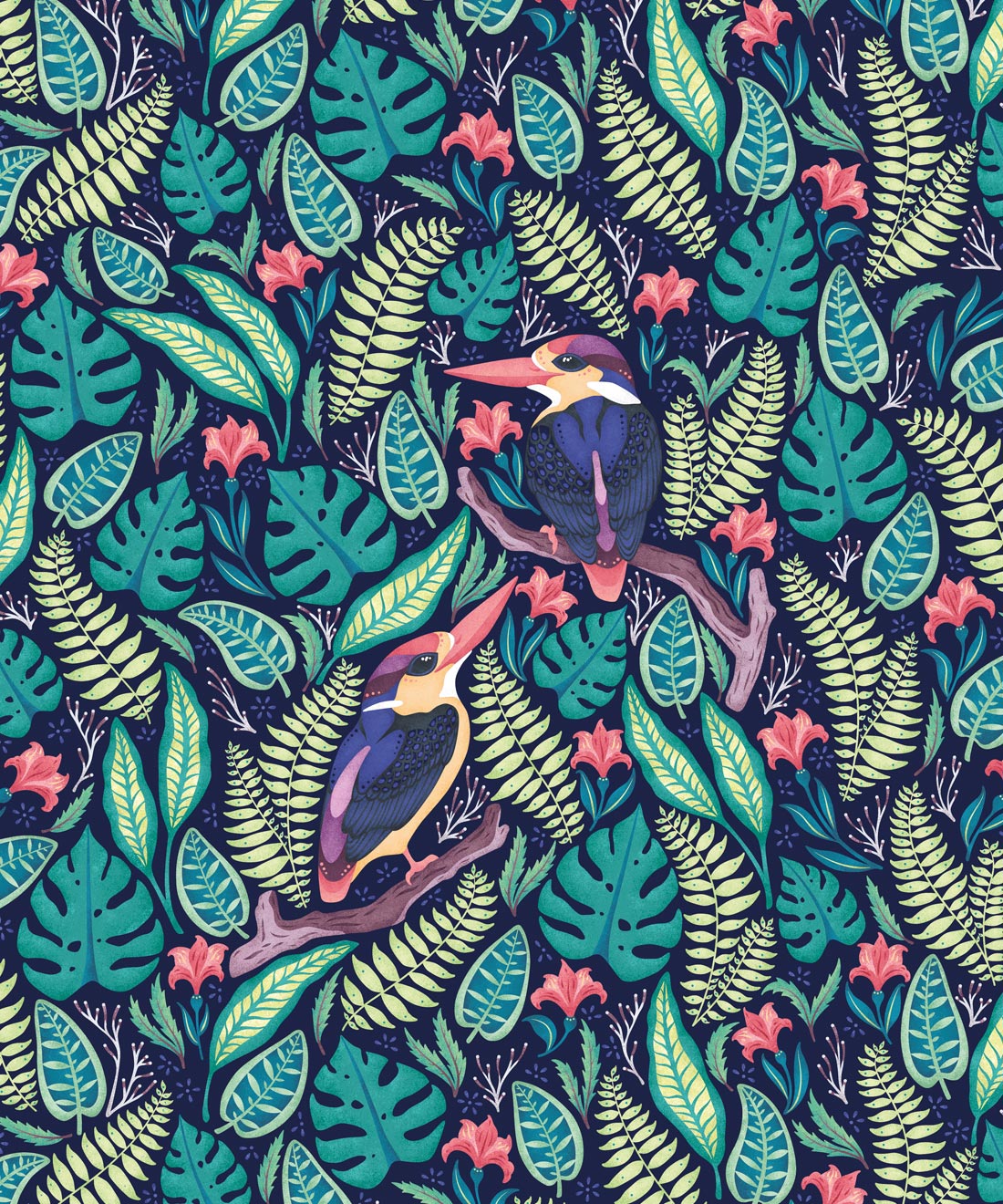 Exotic Kingfishers Wallpaper