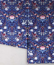 Load image into Gallery viewer, Turtle Doves Wallpaper • Bold Colorful Bird Wallpaper • Blueberry • Rolls