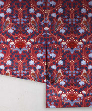 Load image into Gallery viewer, Turtle Doves Wallpaper • Bold Colorful Bird Wallpaper • Merlot • Rolls