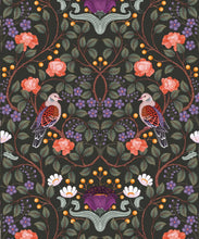 Load image into Gallery viewer, Turtle Doves Wallpaper • Bold Colorful Bird Wallpaper • Original • Swatch