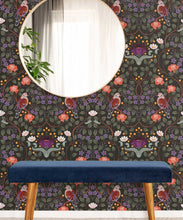 Load image into Gallery viewer, Turtle Doves Wallpaper • Bold Colorful Bird Wallpaper • Original • Insitu