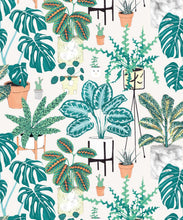 Load image into Gallery viewer, House Plants (Large) • Jacqueline Colley • Wallpaper Republic • Aqua • Swatch