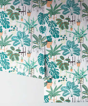 Load image into Gallery viewer, House Plants (Large) • Jacqueline Colley • Wallpaper Republic • Aqua • Rolls