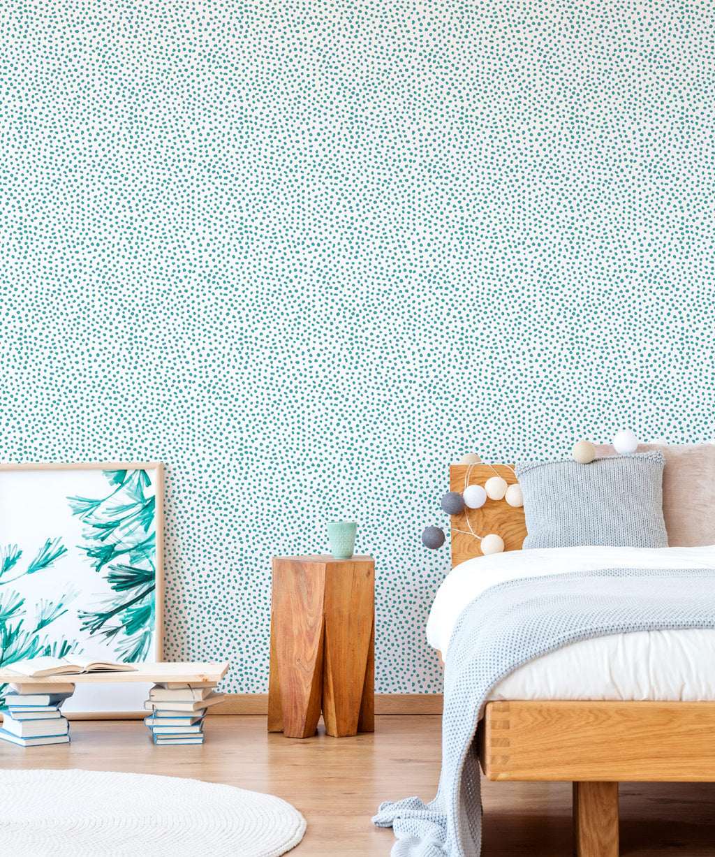 Huddy's Dots • Teal • Spotted Wallpaper • Insitu