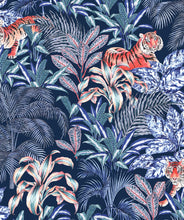 Load image into Gallery viewer, Jungle Tiger Wallpaper • Tropical Wallpaper • Jacqueline Colley • Blue • Swatch