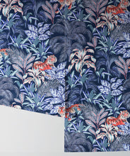 Load image into Gallery viewer, Jungle Tiger Wallpaper • Tropical Wallpaper • Jacqueline Colley • Blue • Rolls