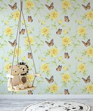 Load image into Gallery viewer, Roses &amp; Butterflies wallpaper