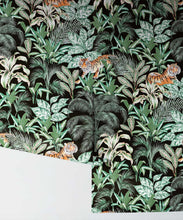 Load image into Gallery viewer, Jungle Tiger Wallpaper • Tropical Wallpaper • Jacqueline Colley • Mint • Rolls