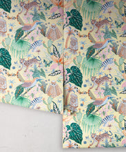 Load image into Gallery viewer, Yucatan Wallpaper featuring Leopards, Iguanas, and Mayan ruins Chichén Itzá • Yellow • rolls