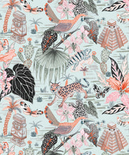 Load image into Gallery viewer, Yucatan Wallpaper featuring Leopards, Iguanas, and Mayan ruins Chichén Itzá • Neutral • swatch