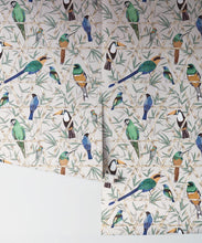 Load image into Gallery viewer, Bamboo Birds Wallpaper • Jacqueline Colley • Mushroom • Rolls