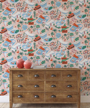 Load image into Gallery viewer, Pool Party Wallpaper • Jacqueline Colley • Coral • Insitu
