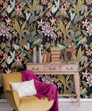 Load image into Gallery viewer, Parrot Jungle Wallpaper • Jacqueline Colley • Black • Insitu