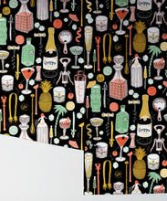 Load image into Gallery viewer, Cocktails Wallpaper • Jacqueline Colley • Black • Rolls