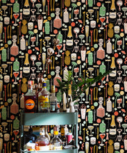 Load image into Gallery viewer, Cocktails Wallpaper • Jacqueline Colley • Black • Insitu