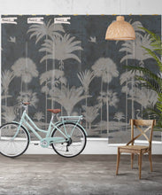 Load image into Gallery viewer, Shadow Palms Wallpaper Mural •Bethany Linz • Palm Tree Mural • Navy • Panels