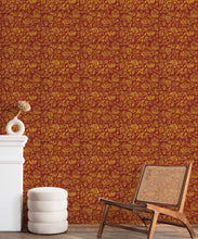 Load image into Gallery viewer, Damask Bloom Wallpaper • Burgundy • Insitu